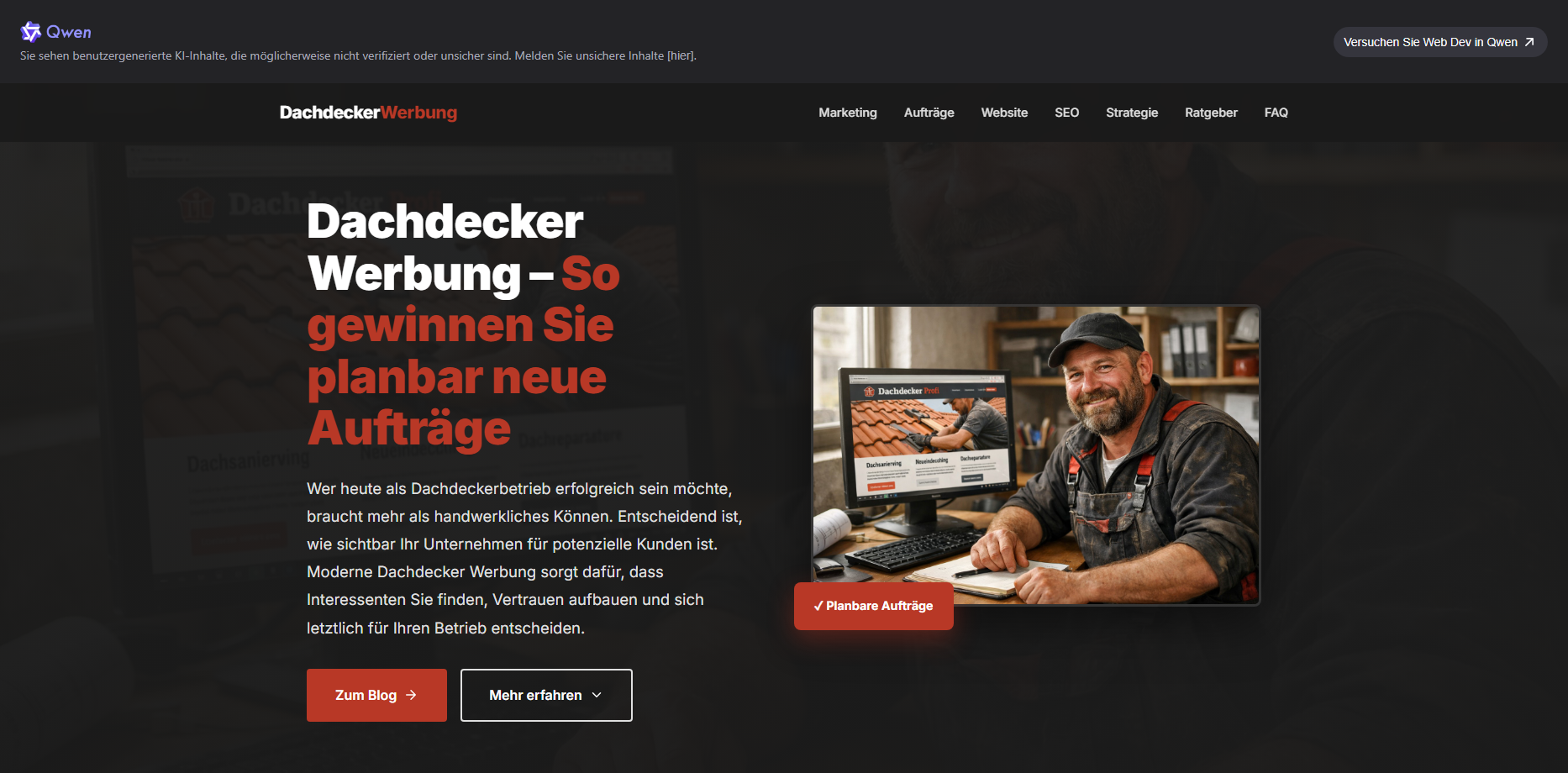 Dachdecker Werbung – So gewinnen Sie planbar neue Aufträge
