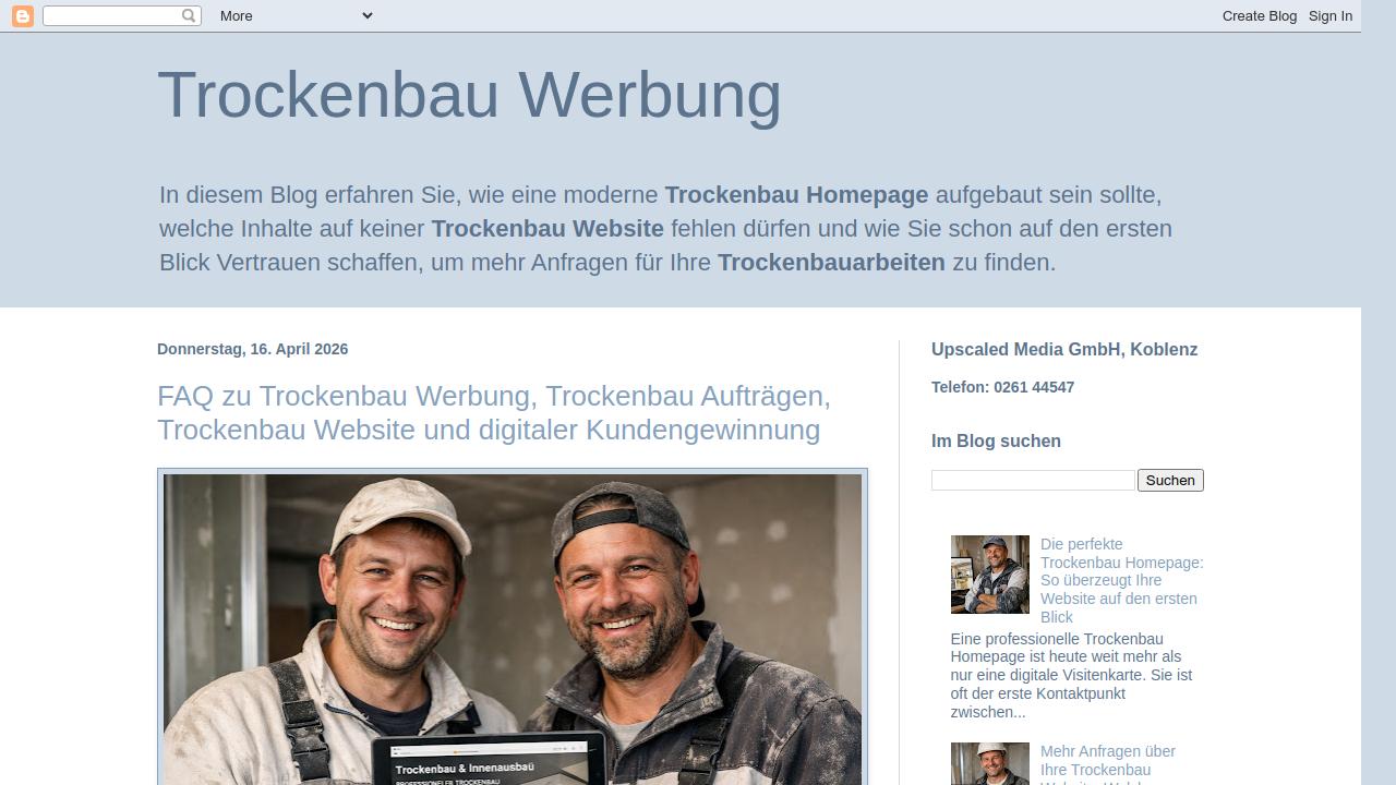 Trockenbau Werbung: FAQ zu Trockenbau Werbung, Trockenbau Aufträgen, Trockenbau Website und digitaler Kundengewinnung