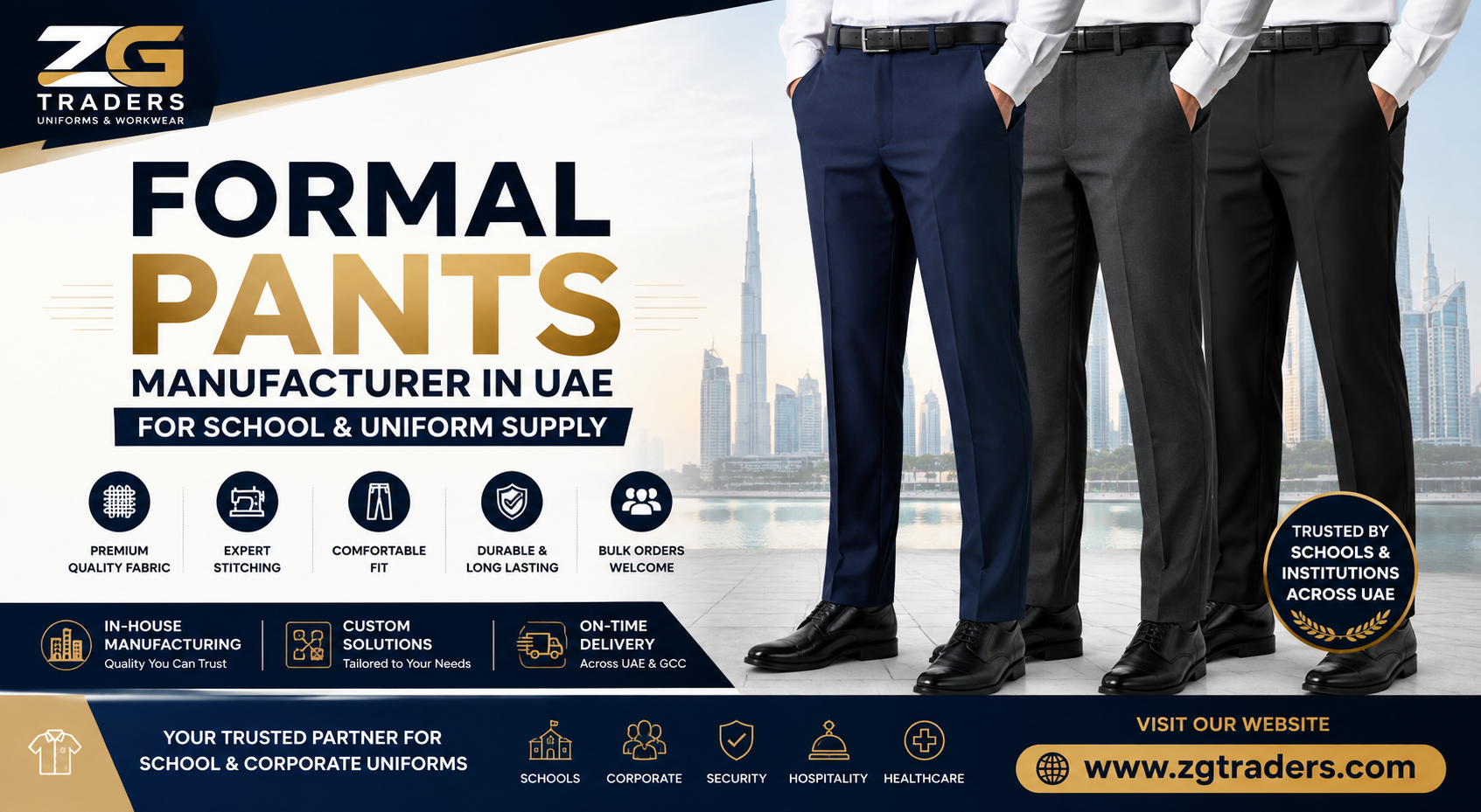 Restaurant Staff Uniform Trousers | ZG Traders